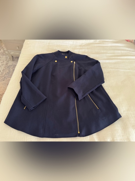 Carmen Marc Valvo Jackets & Blazers - Carmen Marc Valvo Collection Navy Moto Jacket Gold Zip Size XL